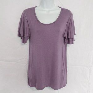 Cable & Gauge Lilac Flutter Sleeve Top